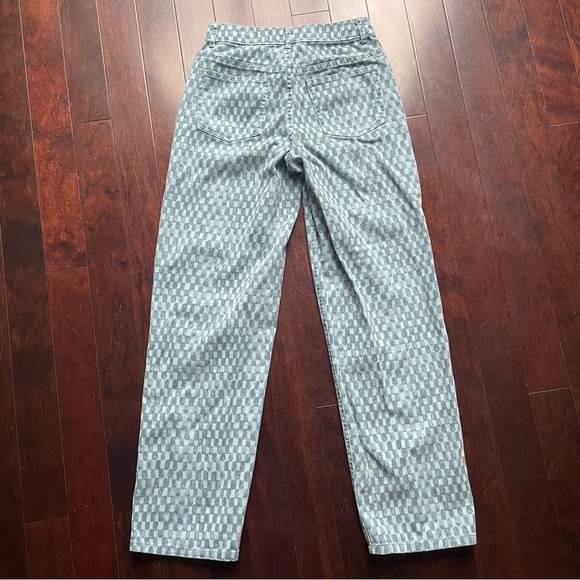 Future Collective Jeans Women 00 Blue Checkered Denim Straight leg - Picture 4 of 5